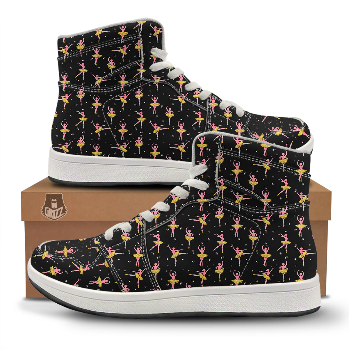 Ballet Dancing Print Pattern High Top Sneakers-grizzshop