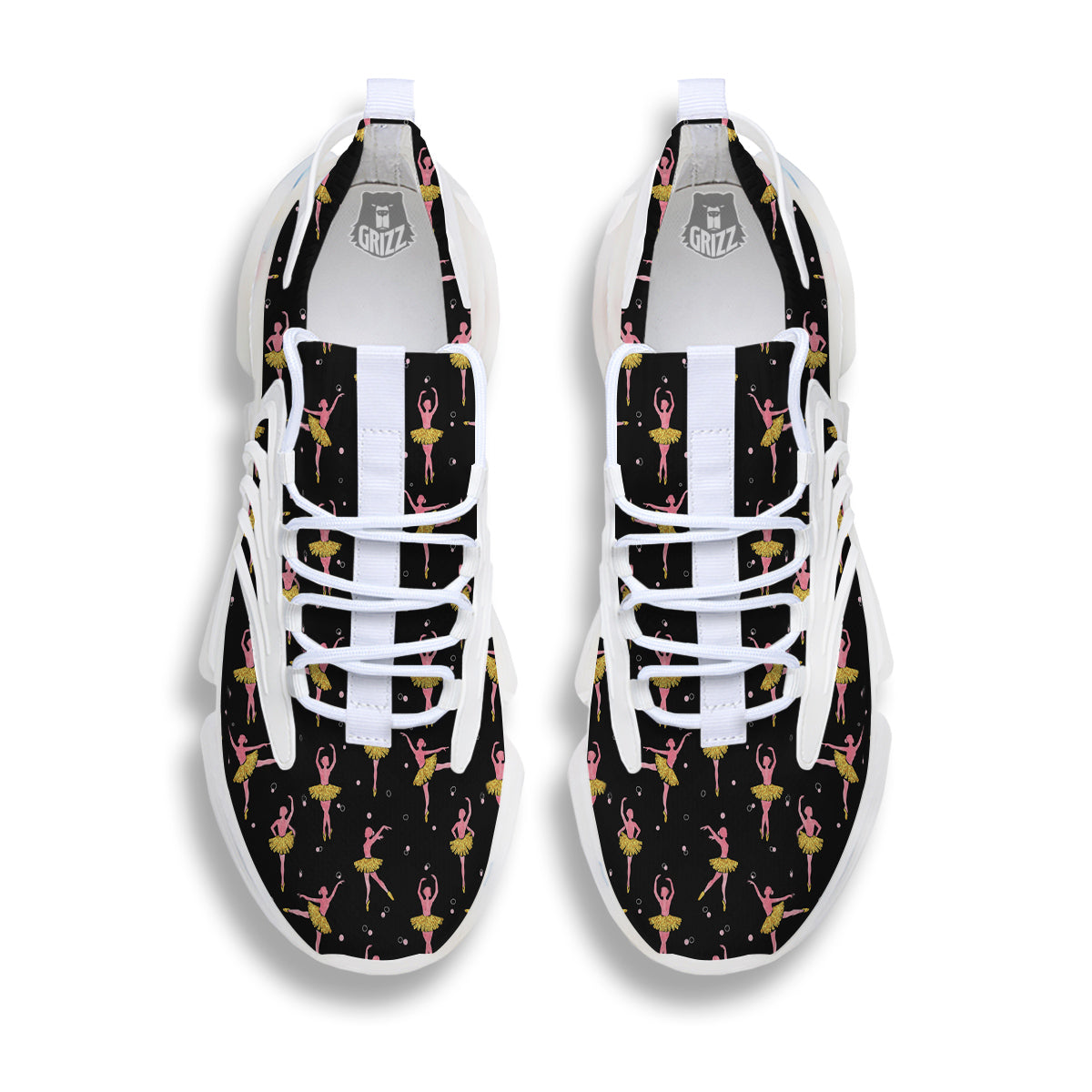 Ballet Dancing Print Pattern White Gym Shoes-grizzshop