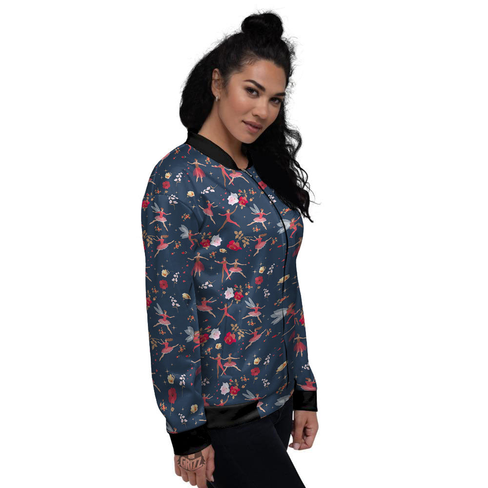 Ballet Floral Print Pattern Women's Bomber Jacket-grizzshop