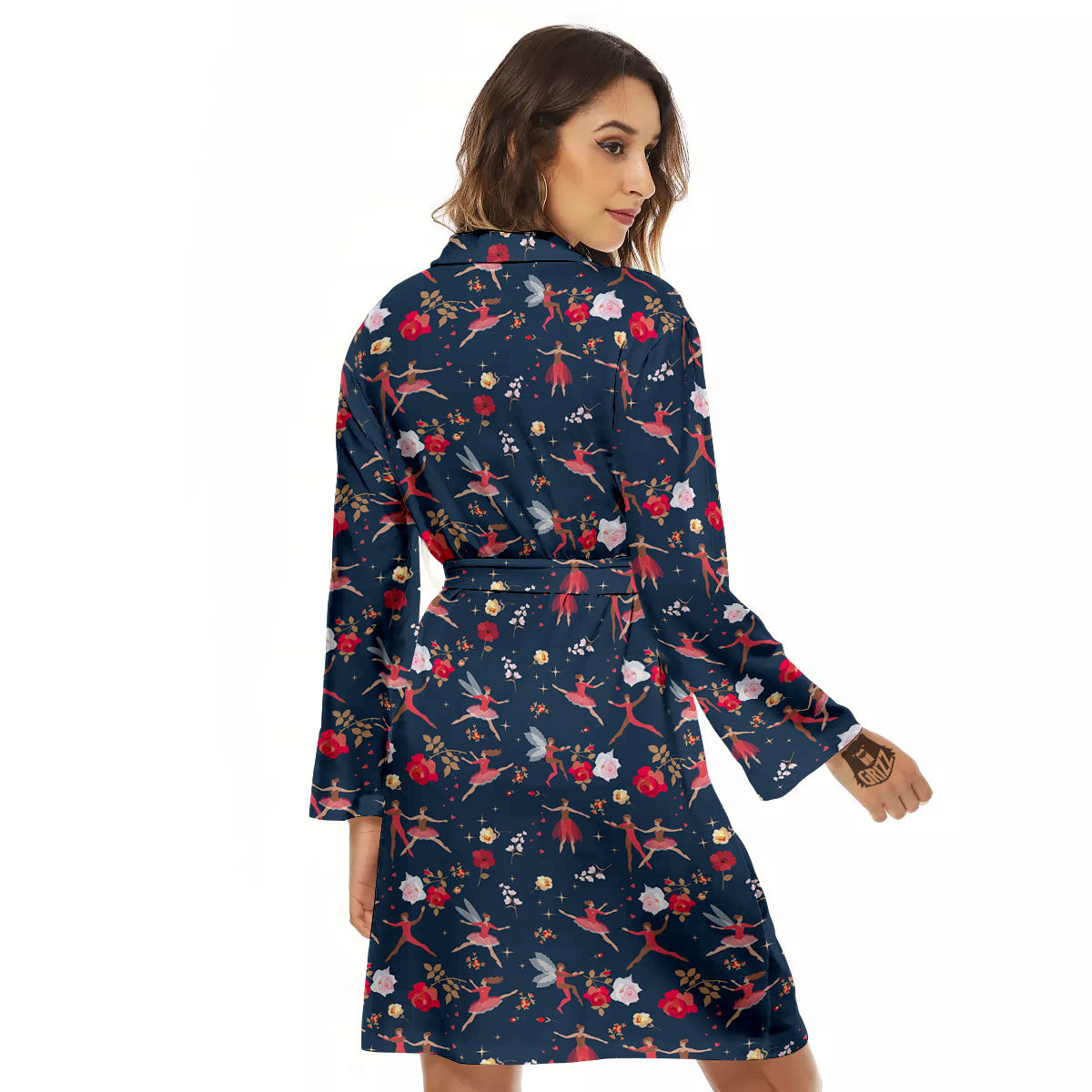 Ballet Floral Print Pattern Women's Robe-grizzshop
