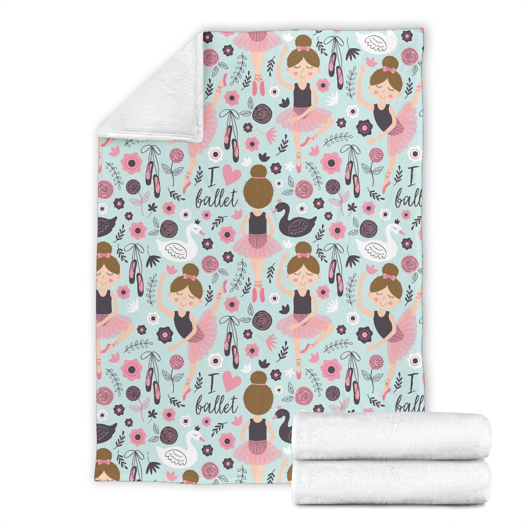 Ballet Girl Pattern Print Blanket-grizzshop