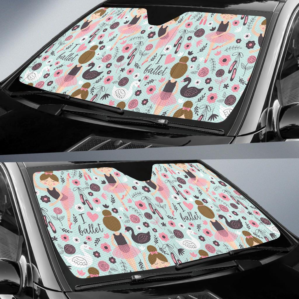 Ballet Girl Pattern Print Car Sun Shade-grizzshop
