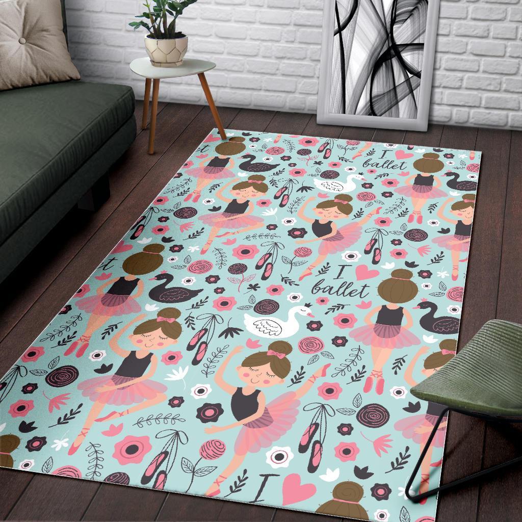 Ballet Girl Pattern Print Floor Mat-grizzshop