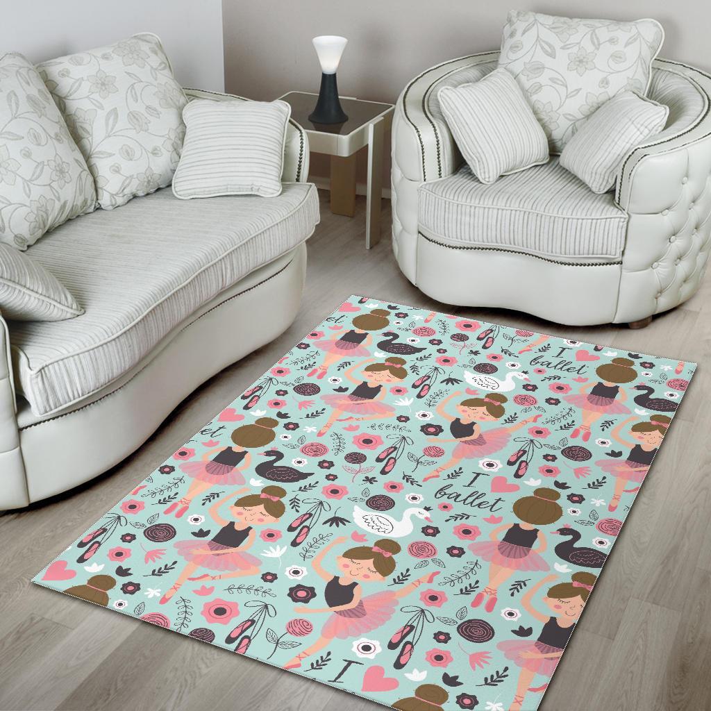 Ballet Girl Pattern Print Floor Mat-grizzshop