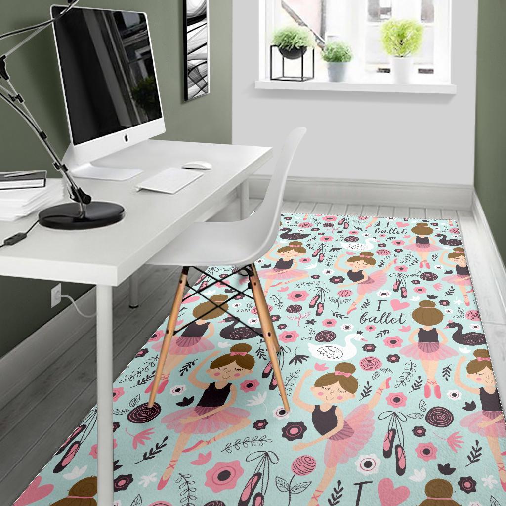 Ballet Girl Pattern Print Floor Mat-grizzshop