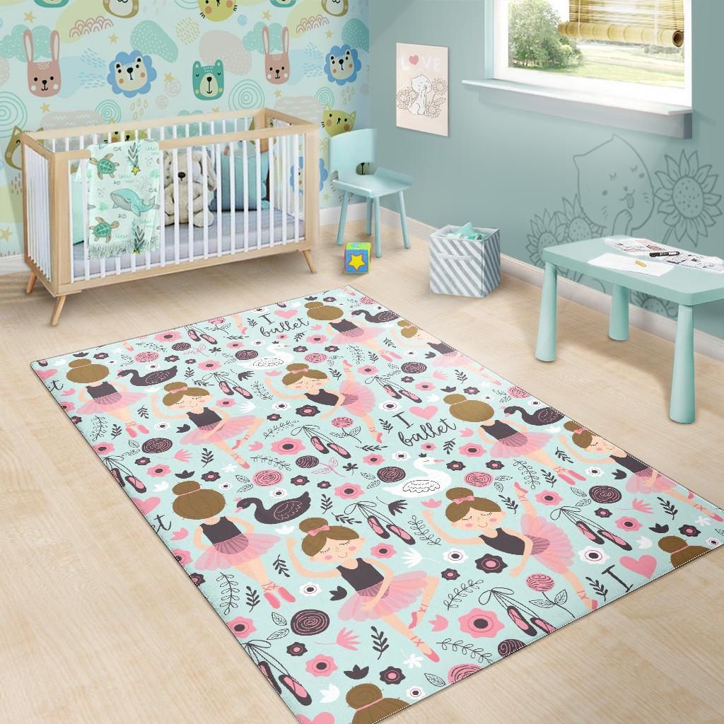 Ballet Girl Pattern Print Floor Mat-grizzshop