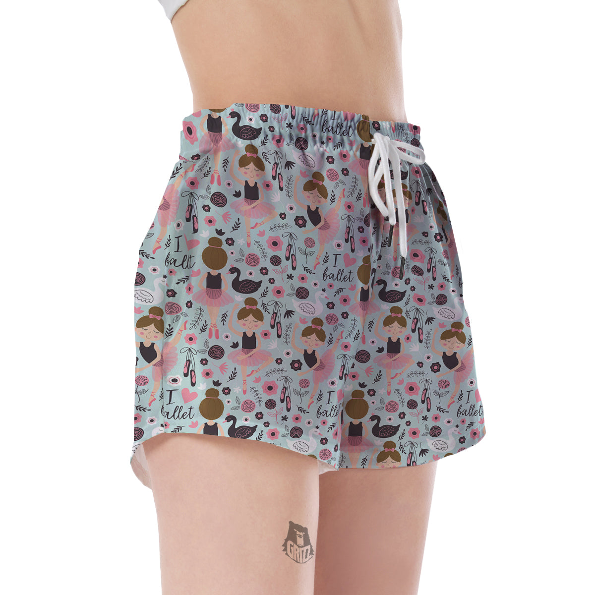 Ballet Girl Pattern Print Women's Shorts-grizzshop