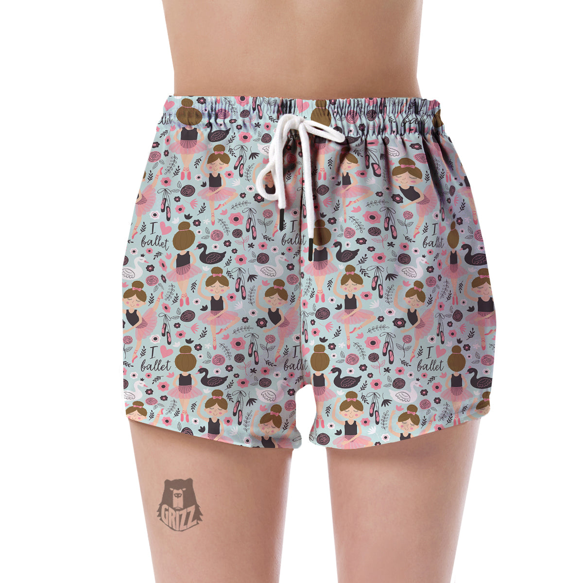 Ballet Girl Pattern Print Women's Shorts-grizzshop
