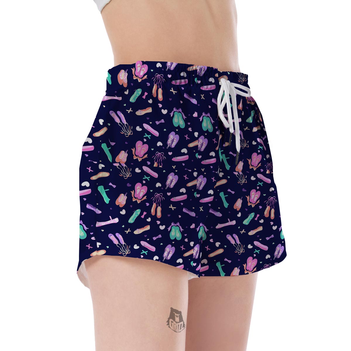 Ballet Pattern Print Women's Shorts-grizzshop