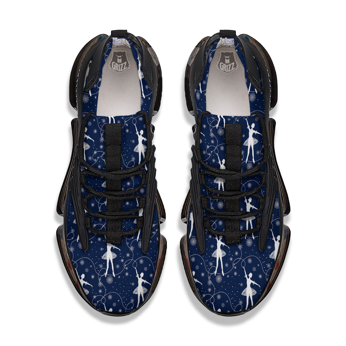 Ballet Snowflake Print Pattern Black Gym Shoes-grizzshop