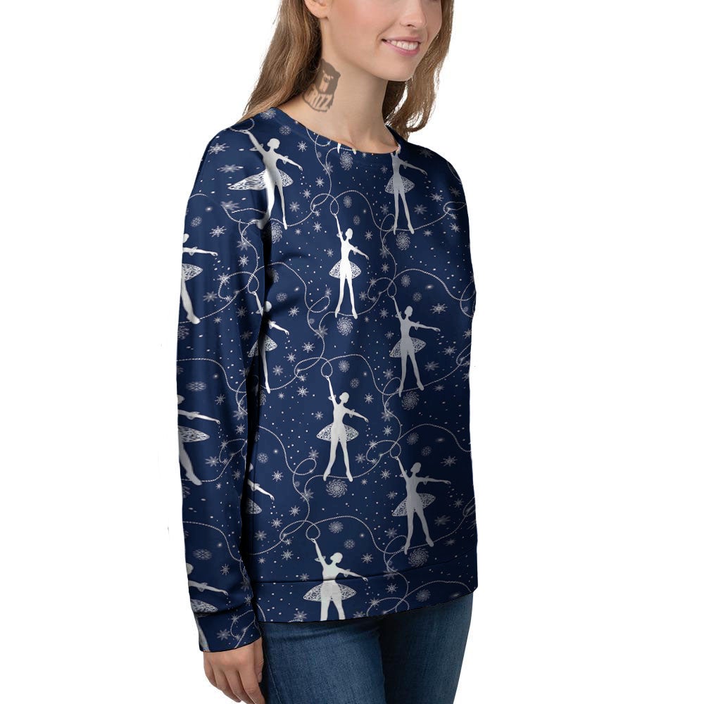 Ballet Snowflake Print Pattern Women's Sweatshirt-grizzshop