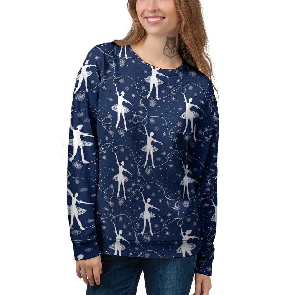 Ballet Snowflake Print Pattern Women's Sweatshirt-grizzshop