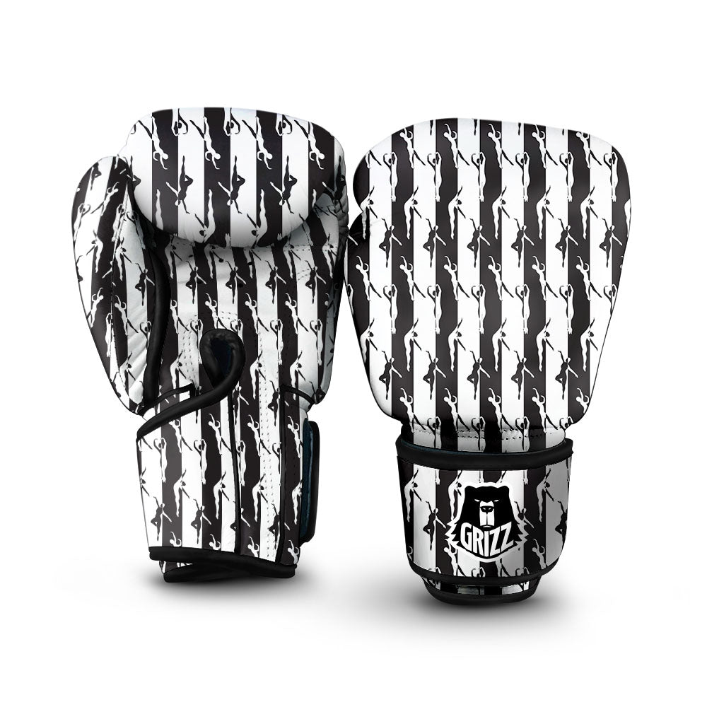 Ballet White And Black Print Pattern Boxing Gloves-grizzshop