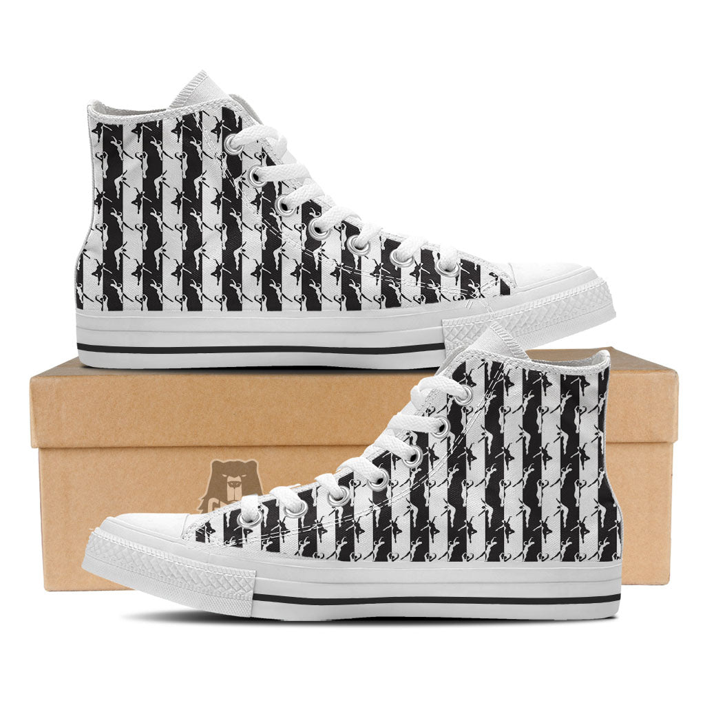 Ballet White And Black Print Pattern White High Top Shoes-grizzshop