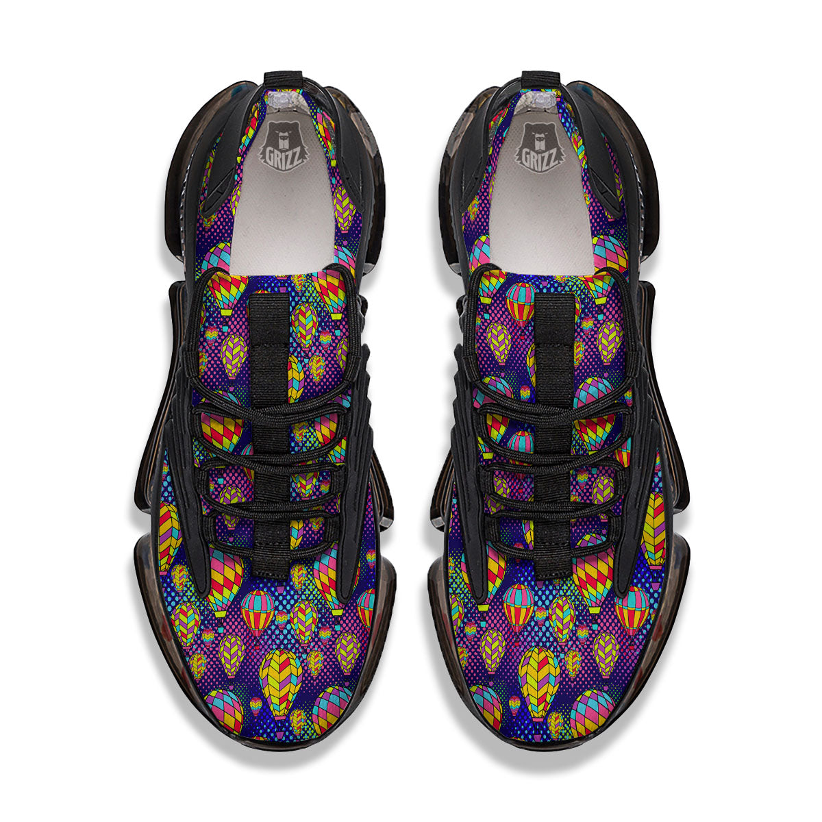 Balloon Air Retro Print Pattern Black Gym Shoes-grizzshop