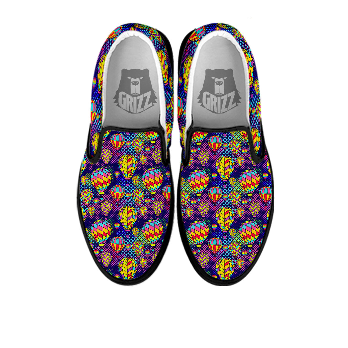 Balloon Air Retro Print Pattern Black Slip On Shoes-grizzshop
