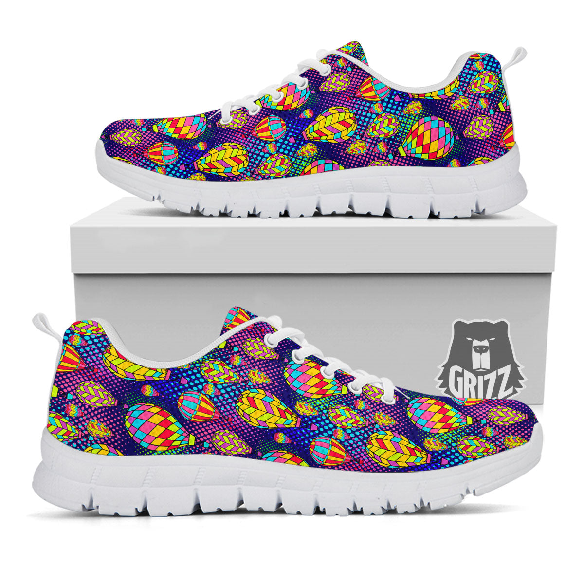 Balloon Air Retro Print Pattern White Sneaker-grizzshop