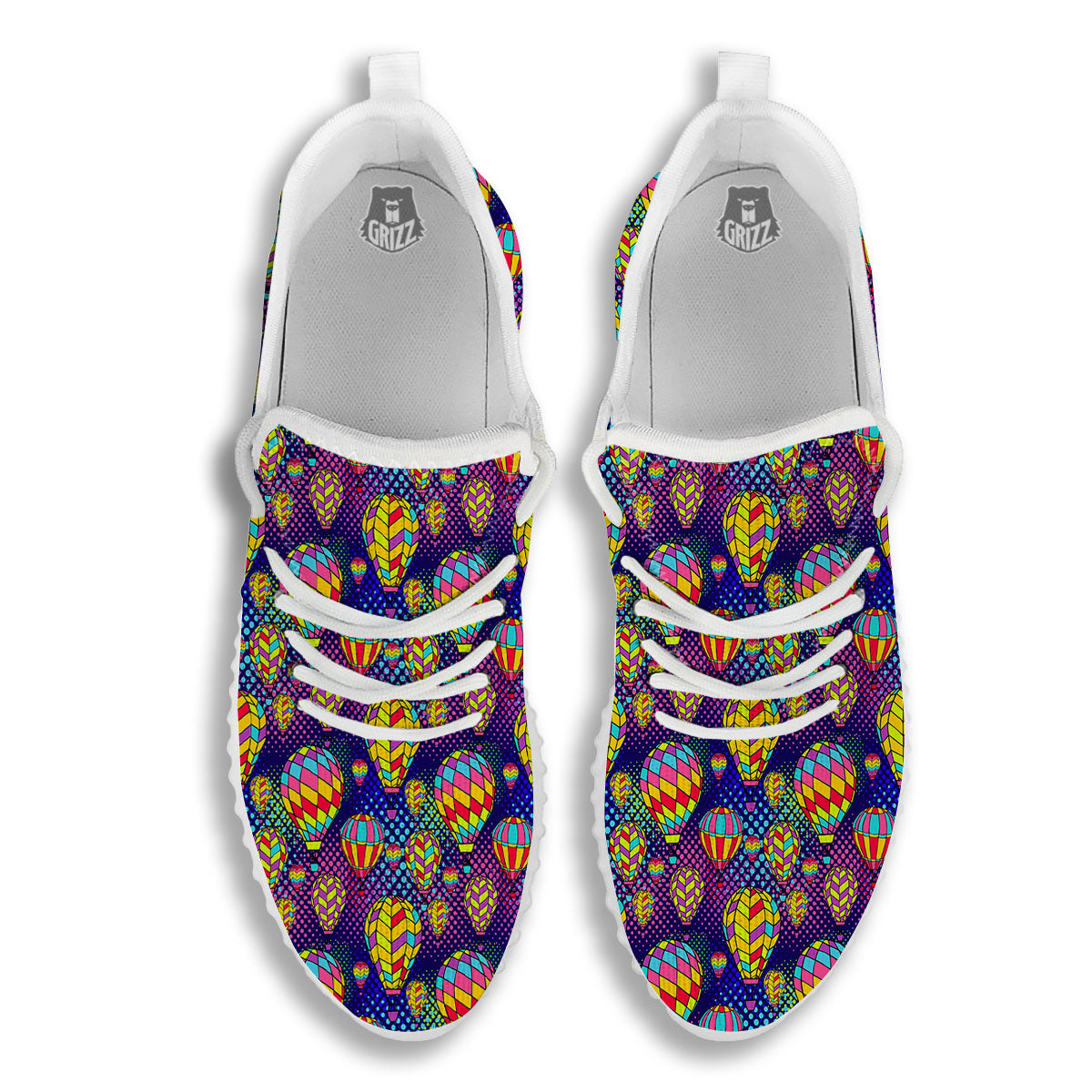 Balloon Air Retro Print Pattern White Walking Shoes-grizzshop