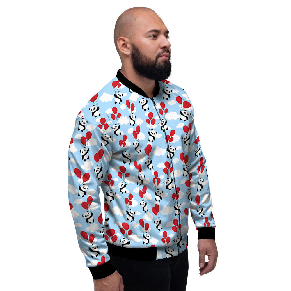 Balloon And Cute Panda Print Pattern Men's Bomber Jacket-grizzshop