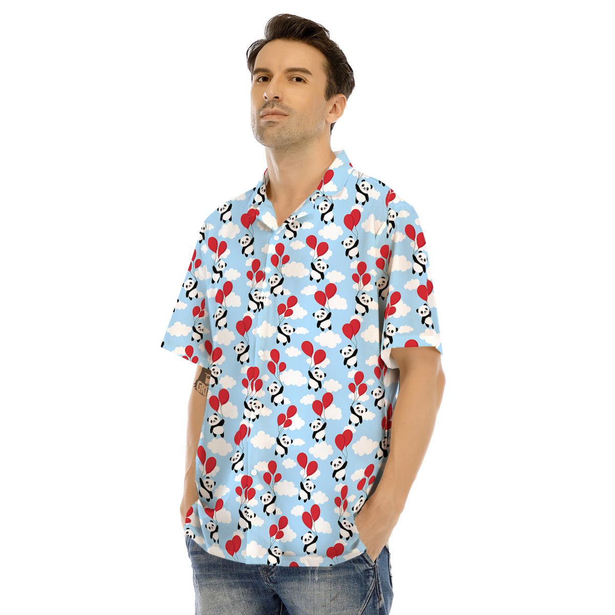 Balloon And Cute Panda Print Pattern Men's Hawaiian Shirt-grizzshop