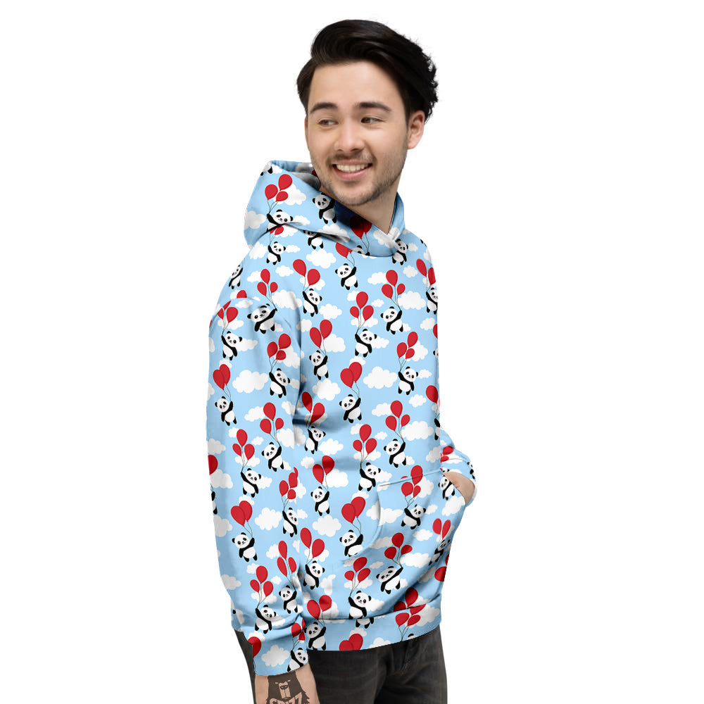 Balloon And Cute Panda Print Pattern Men's Hoodie-grizzshop