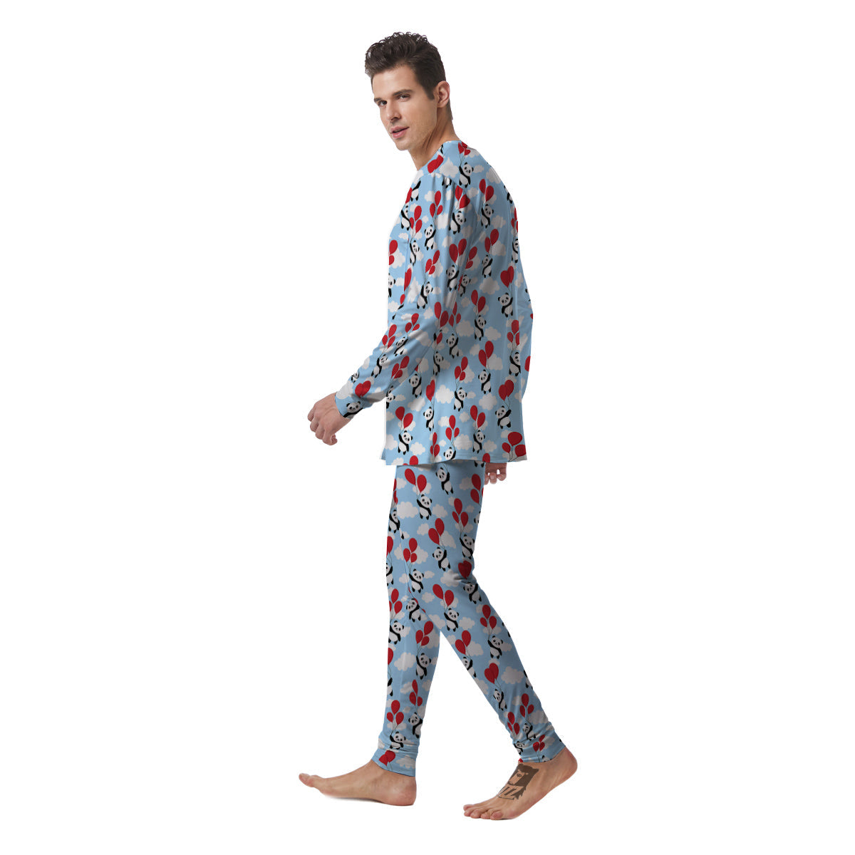 Balloon And Cute Panda Print Pattern Men's Pajamas-grizzshop