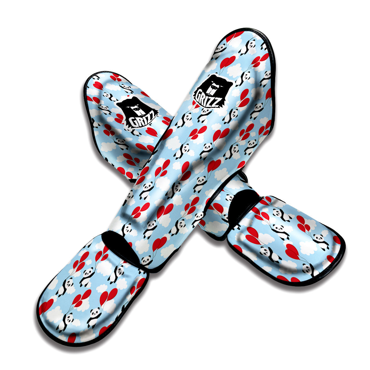 Balloon And Cute Panda Print Pattern Muay Thai Shin Guards-grizzshop