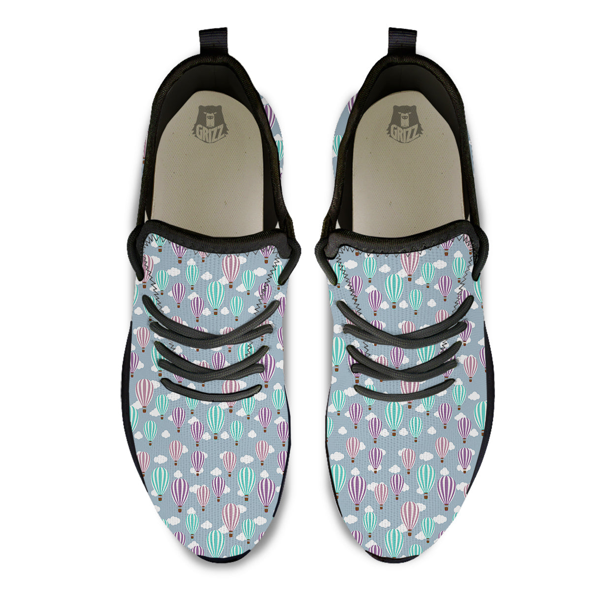 Balloon Cartoon Print Pattern Black Athletic Shoes-grizzshop