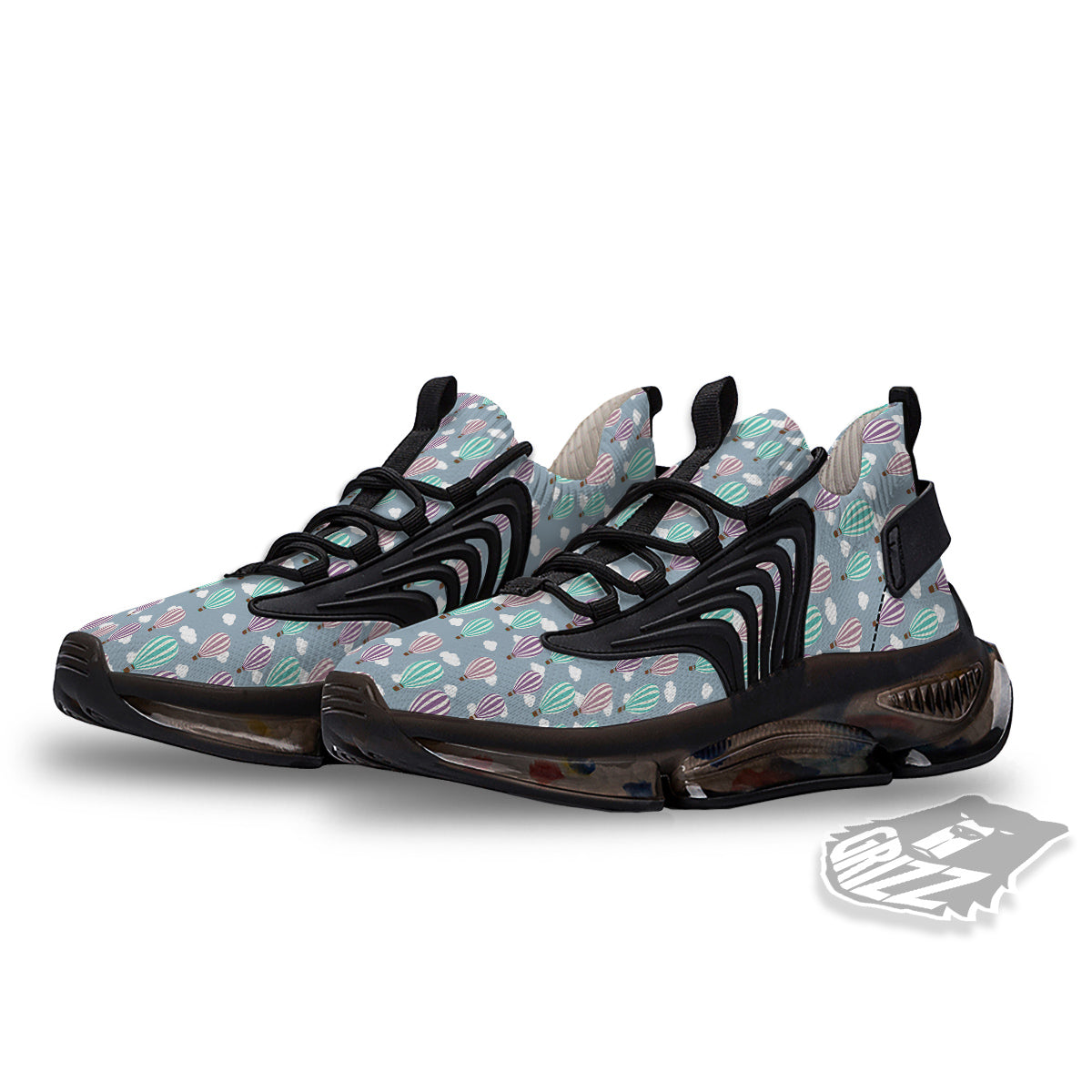 Balloon Cartoon Print Pattern Black Gym Shoes-grizzshop