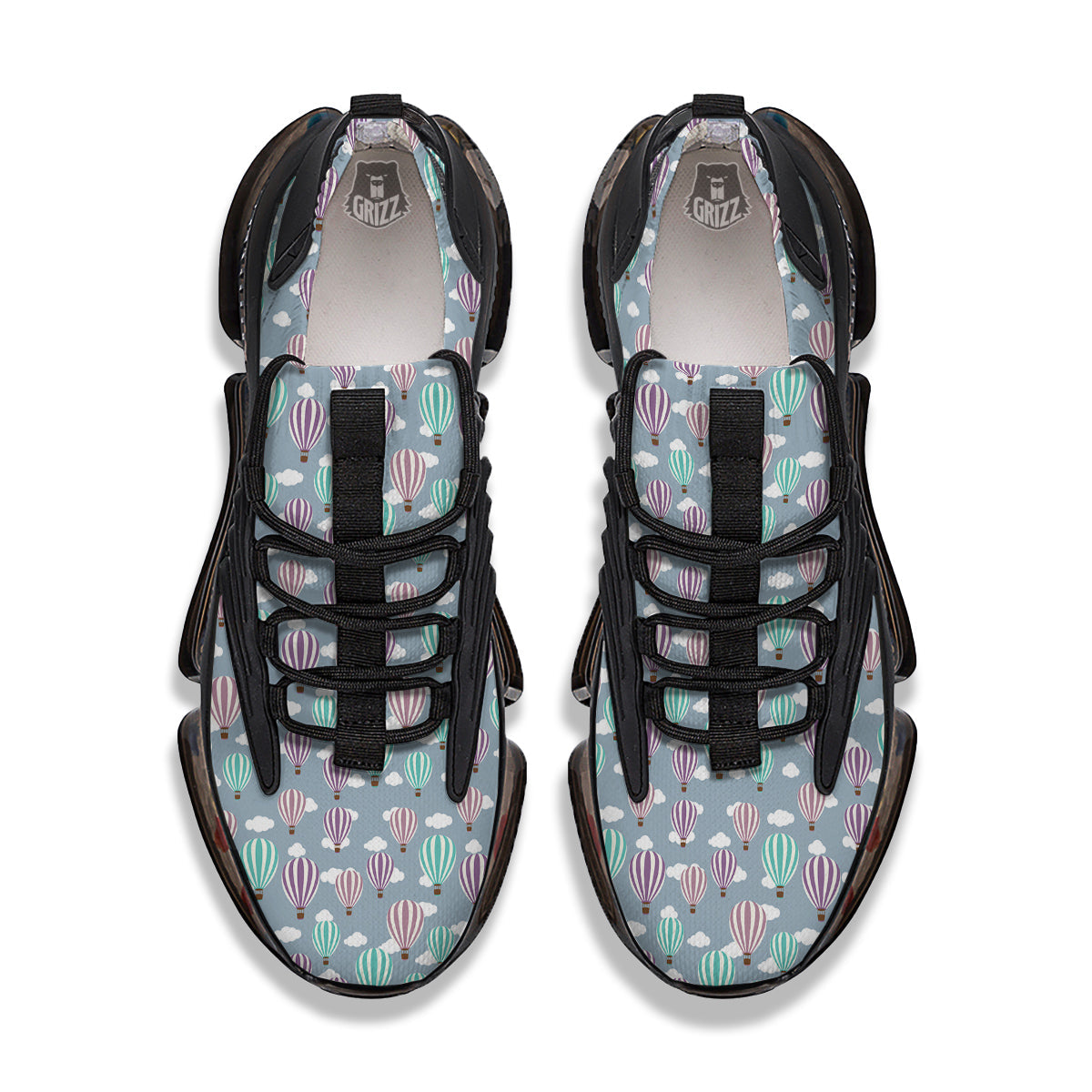 Balloon Cartoon Print Pattern Black Gym Shoes-grizzshop