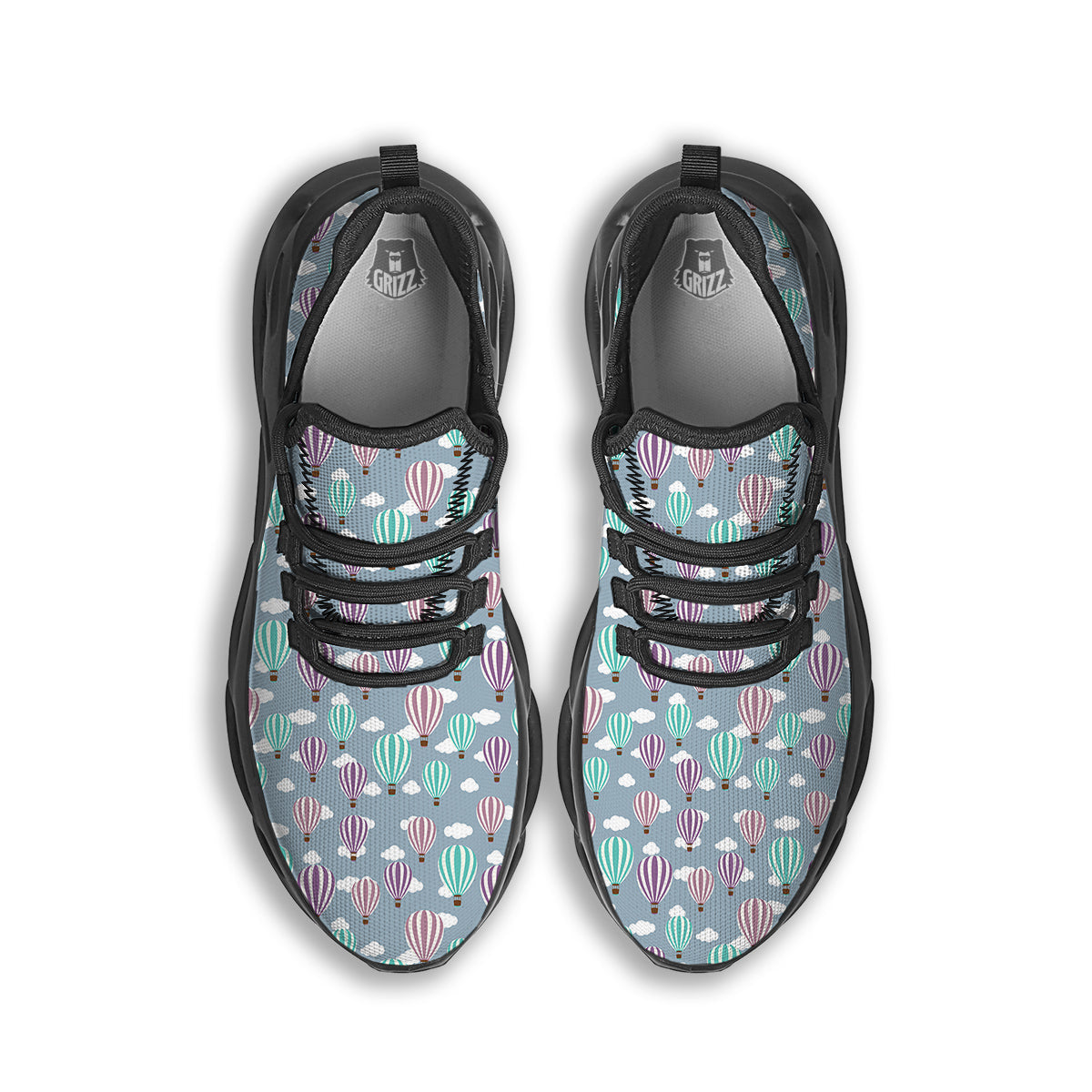 Balloon Cartoon Print Pattern Black Running Shoes-grizzshop