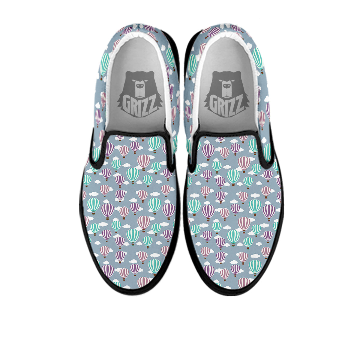 Balloon Cartoon Print Pattern Black Slip On Shoes-grizzshop