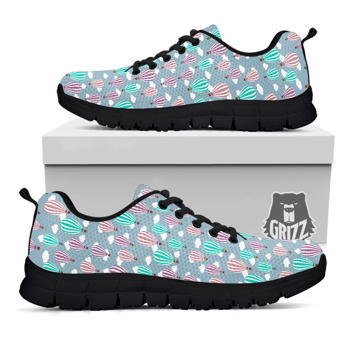 Balloon Cartoon Print Pattern Black Sneaker-grizzshop