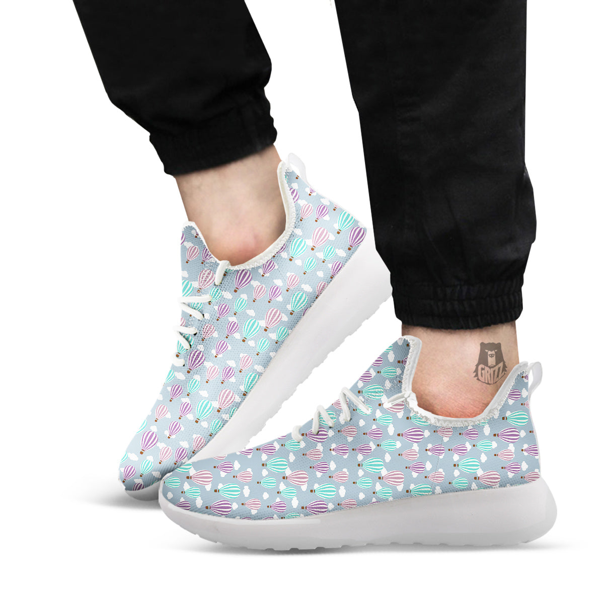 Balloon Cartoon Print Pattern White Athletic Shoes-grizzshop