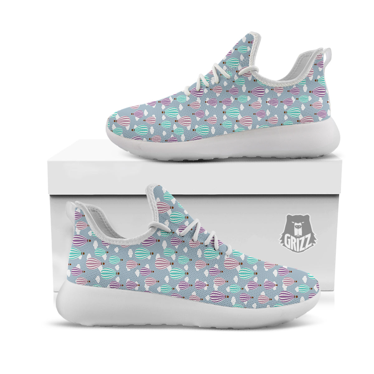 Balloon Cartoon Print Pattern White Athletic Shoes-grizzshop
