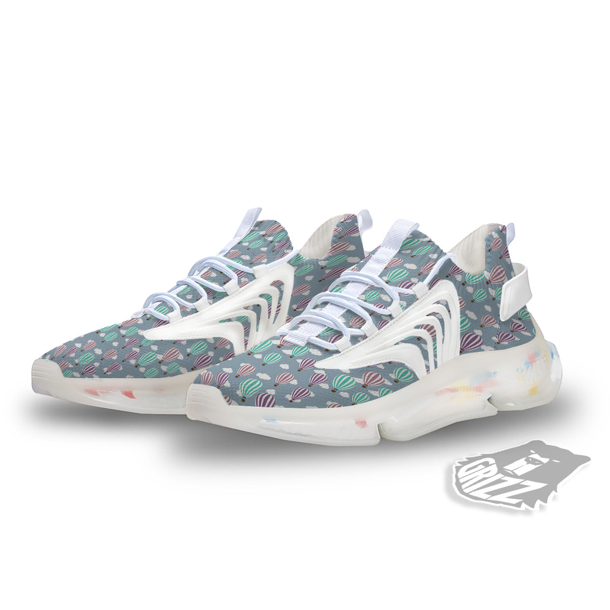 Balloon Cartoon Print Pattern White Gym Shoes-grizzshop