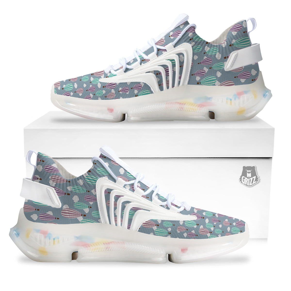 Balloon Cartoon Print Pattern White Gym Shoes-grizzshop