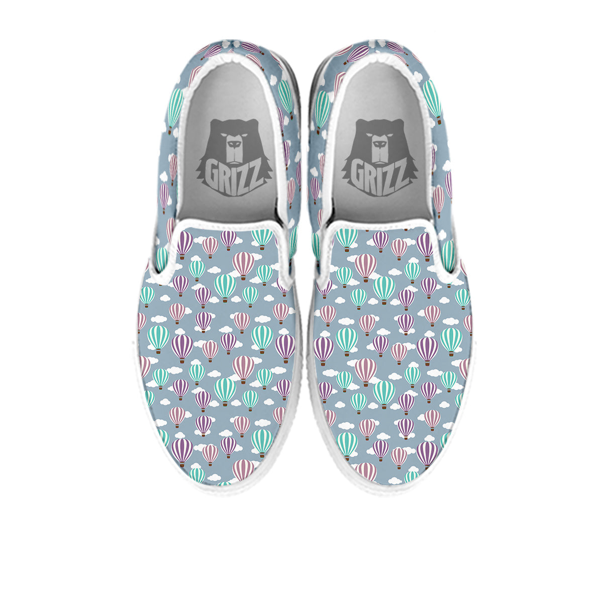 Balloon Cartoon Print Pattern White Slip On Shoes-grizzshop