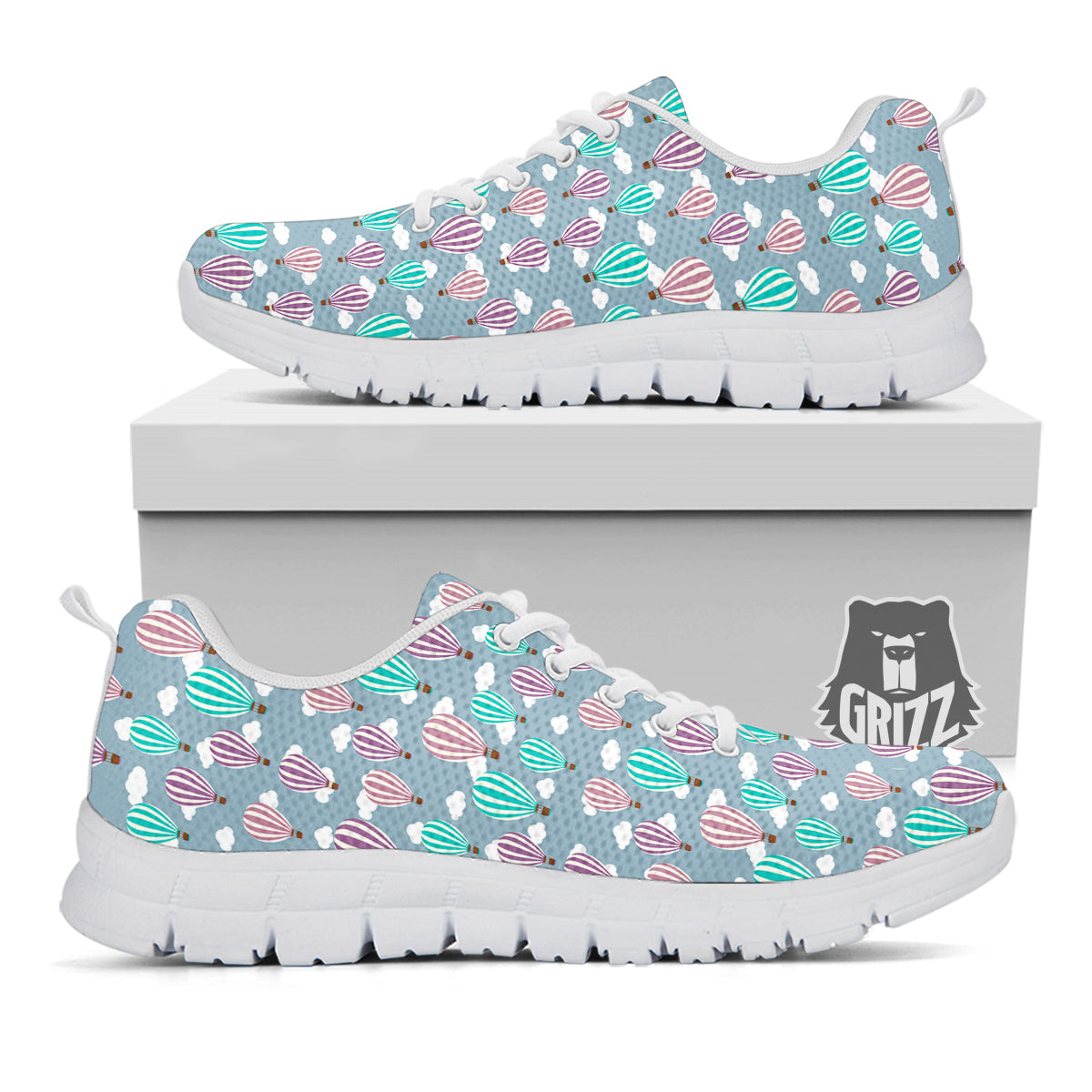 Balloon Cartoon Print Pattern White Sneaker-grizzshop