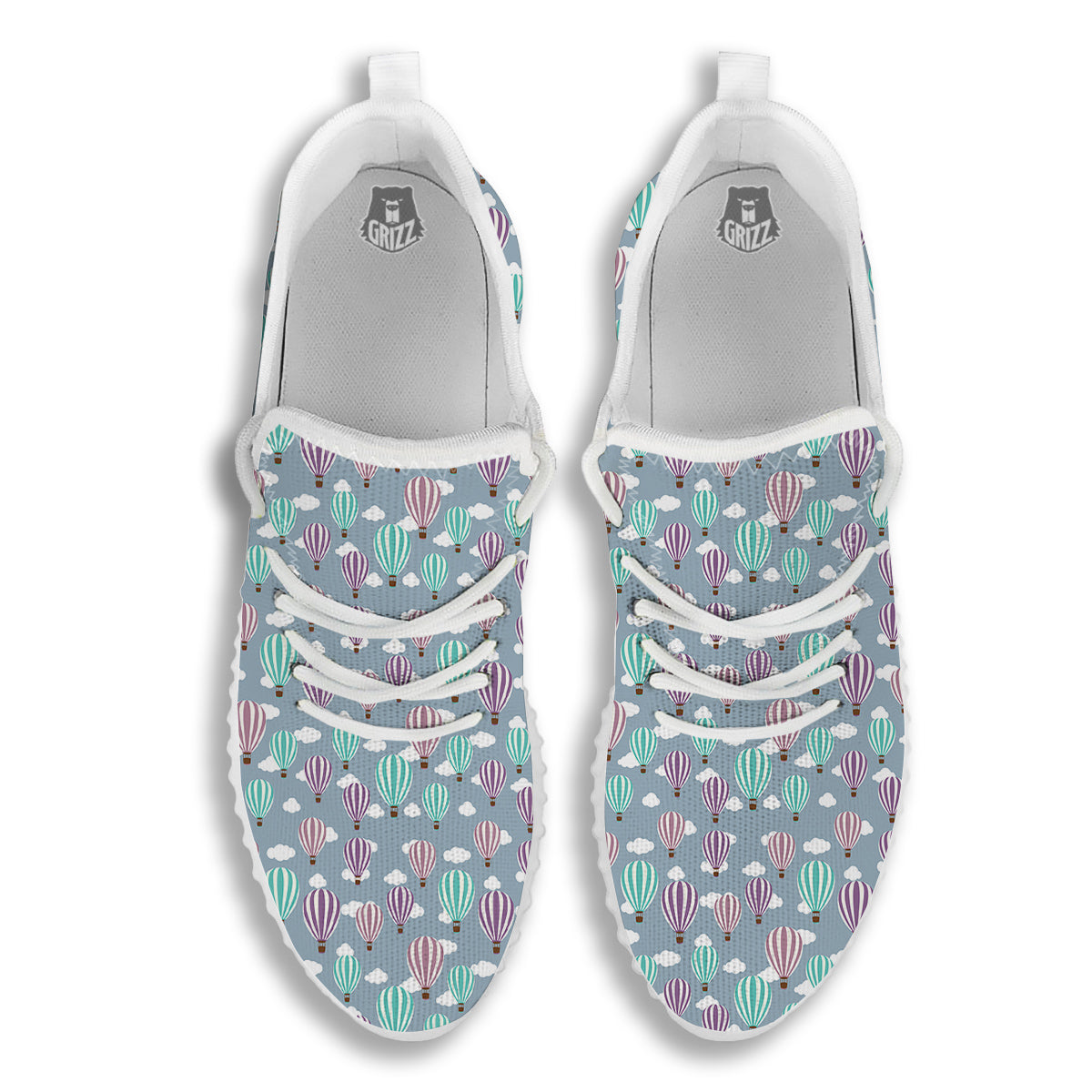 Balloon Cartoon Print Pattern White Walking Shoes-grizzshop