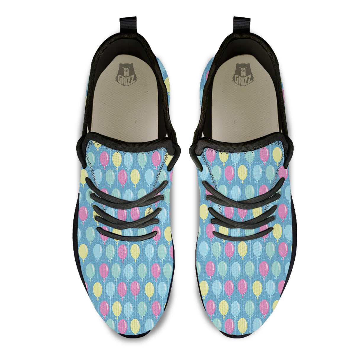 Balloon Colorful Print Pattern Black Athletic Shoes-grizzshop