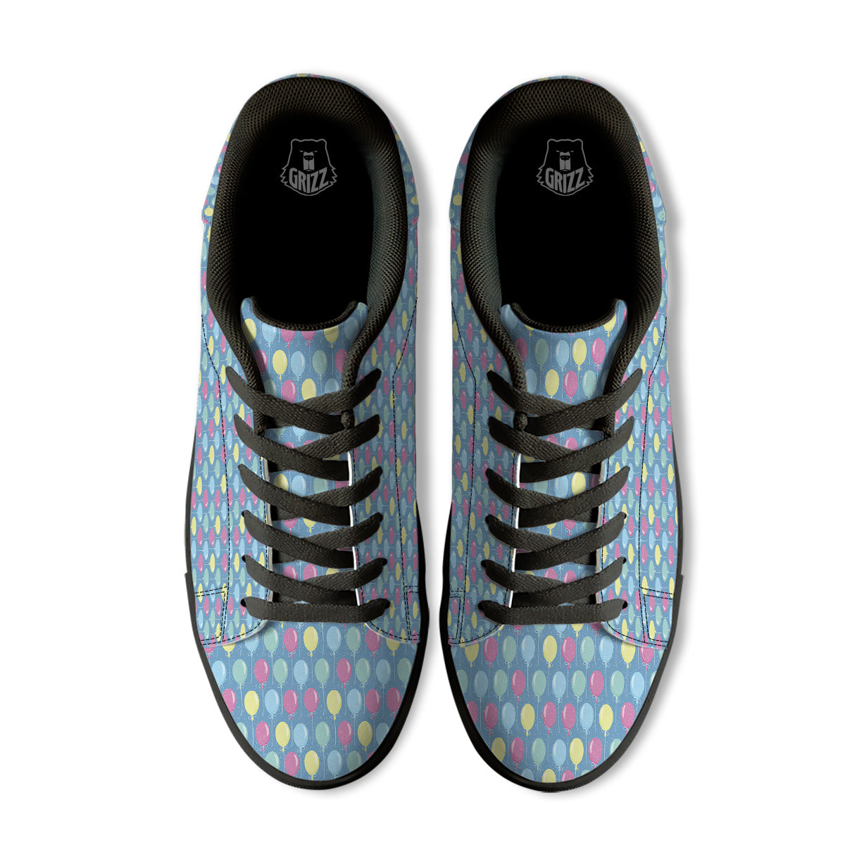 Balloon Colorful Print Pattern Black Low Top Sneakers-grizzshop