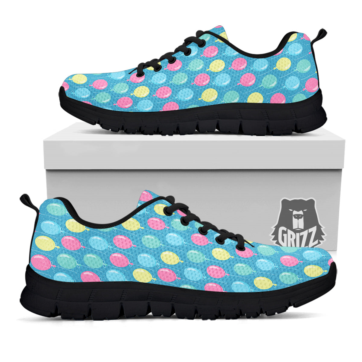 Balloon Colorful Print Pattern Black Sneaker-grizzshop