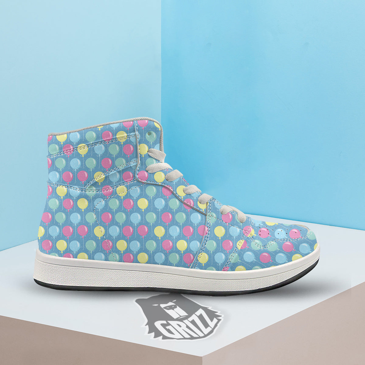 Balloon Colorful Print Pattern High Top Sneakers-grizzshop