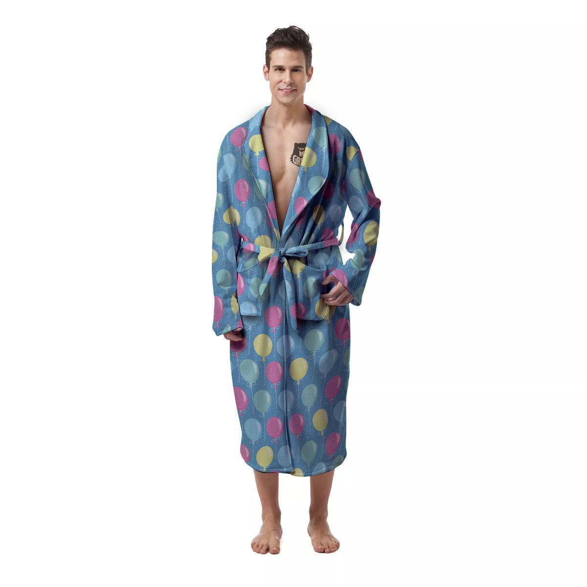 Balloon Colorful Print Pattern Men's Robe-grizzshop