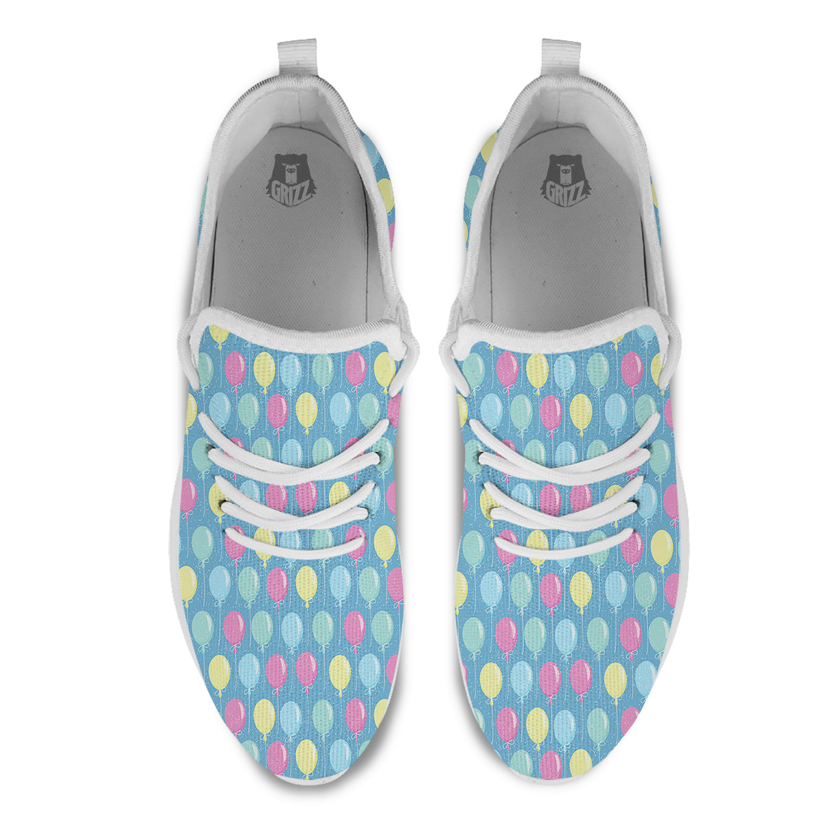 Balloon Colorful Print Pattern White Athletic Shoes-grizzshop