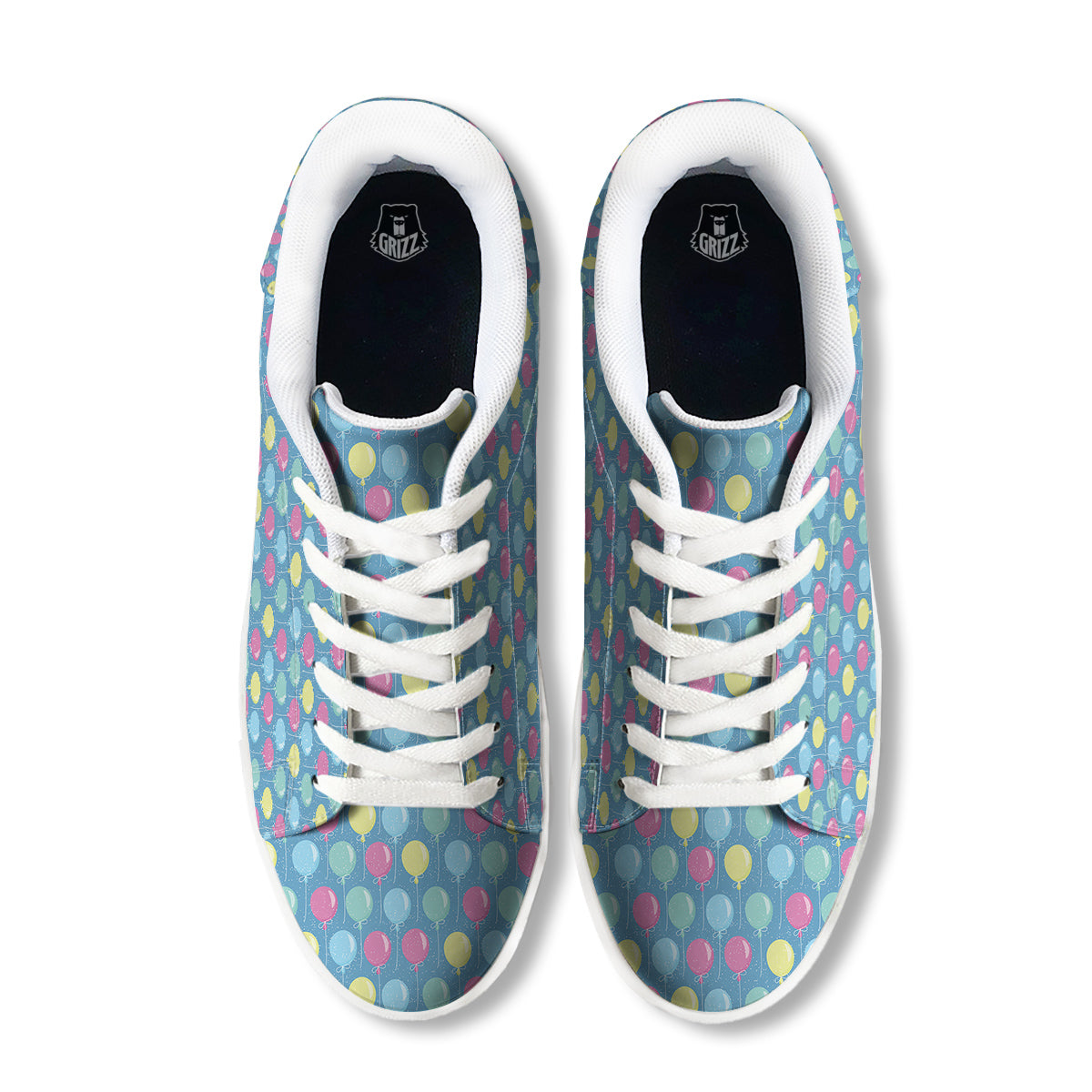 Balloon Colorful Print Pattern White Low Top Sneakers-grizzshop
