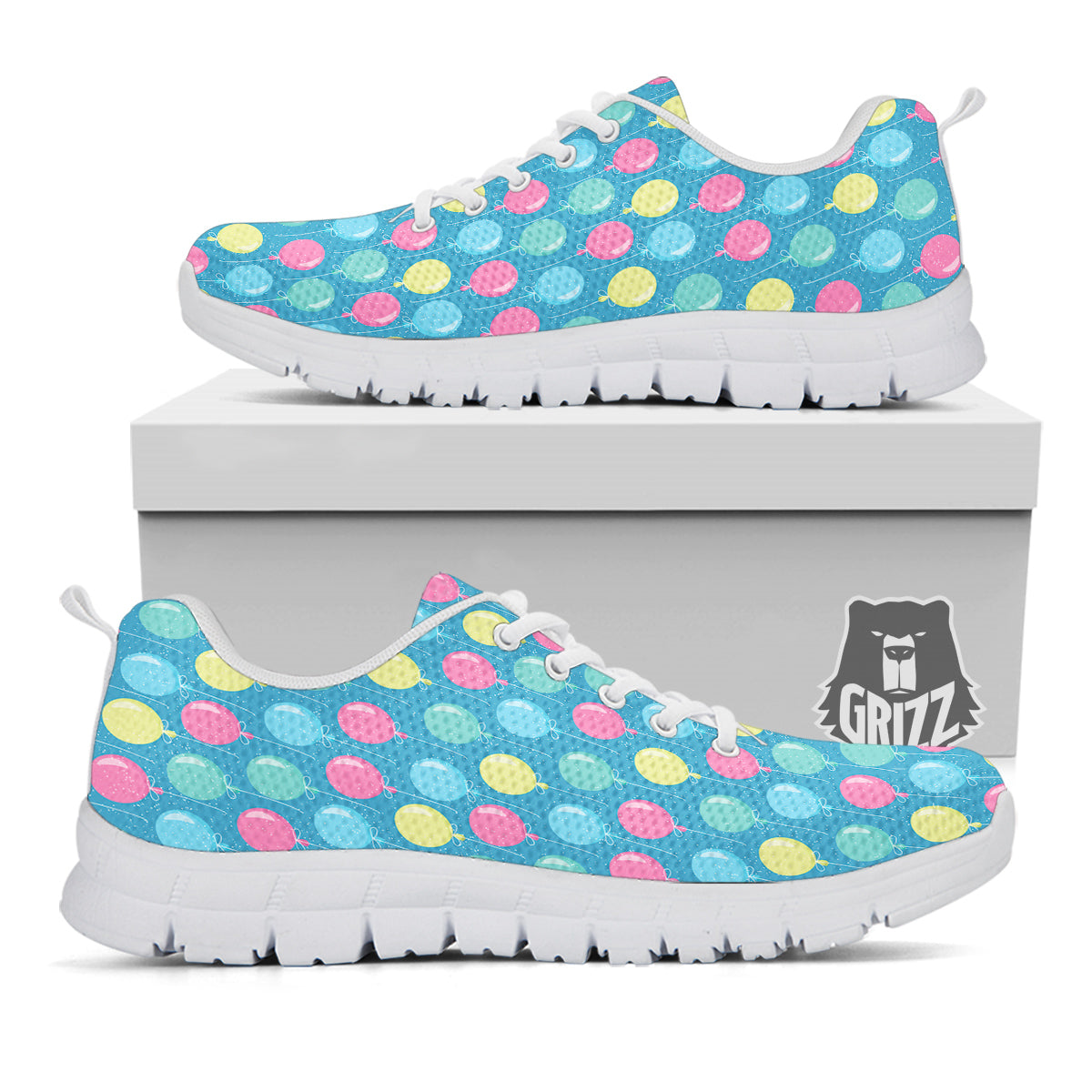 Balloon Colorful Print Pattern White Sneaker-grizzshop