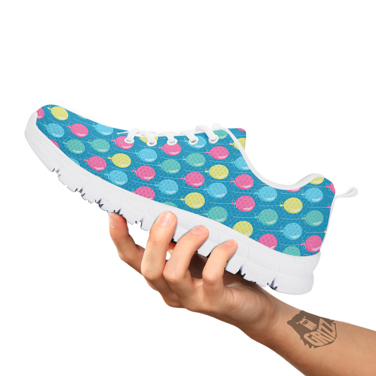 Balloon Colorful Print Pattern White Sneaker-grizzshop