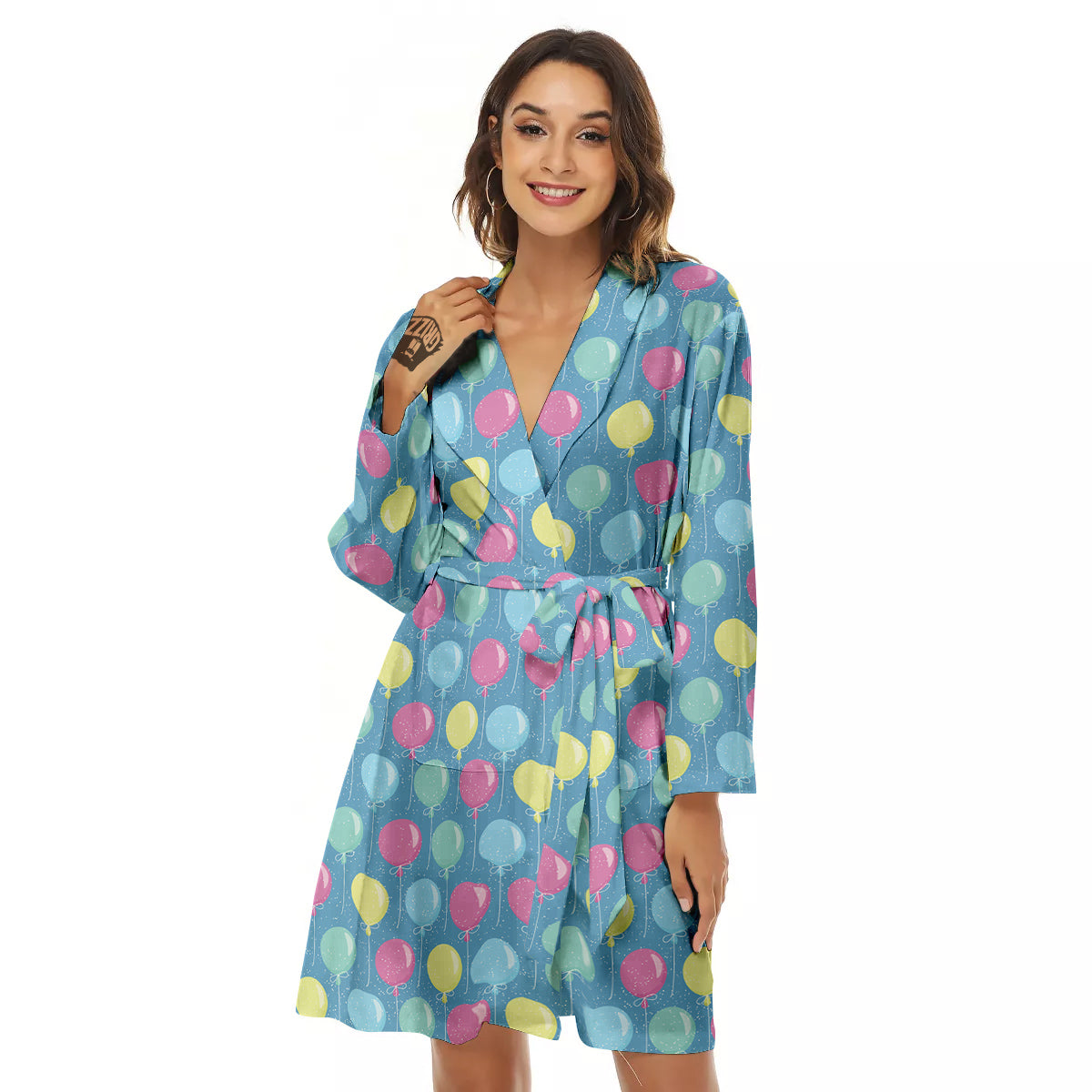 Balloon Colorful Print Pattern Women's Robe-grizzshop